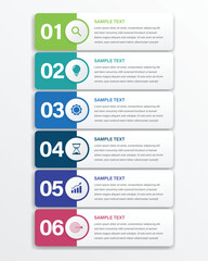 Wall Mural - 6 infographic tab index banner design vector and marketing template business. can be used for workfl