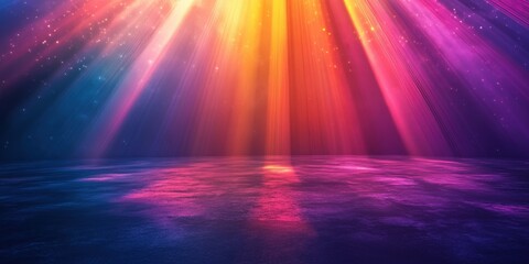 Wall Mural - Colorful Digital Art Depicting Rays of Light Shining Through a Dark Space with Vibrant Hues and Captivating Patterns Creating a Dreamlike Atmosphere