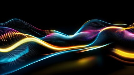 Leinwandbilder - Captivating abstract landscape of undulating waves made of vibrant luminous colors in a state of dynamic kinetic motion creating a mesmerizing futuristic and visually striking digital
