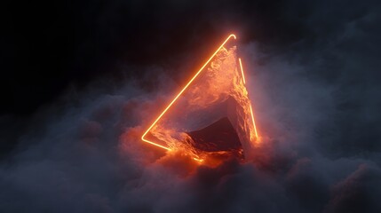 Leinwandbilder - Dramatic and intense image depicting a fiery glowing triangle shape engulfed in a blazing inferno of scorching incandescent energy  The abstract elemental design radiates a sense of primal power