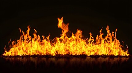 Poster - Dramatic image of a raging inferno with intense flickering flames against a dark ominous background  The fiery blaze burns with scorching heat and bright fiery red light