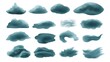 © DZIKRA  - Teal watercolor cloud shapes; design elements; white background; graphic design