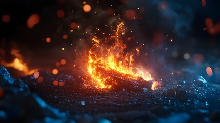 Poster - Intense fiery explosion with bright flames and sparks in a destructive blaze of energy and power representing the power of nature the risk of disasters and the raw force of combustion