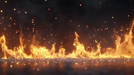 Poster - Intense fiery flames and sparks of fire creating bright and powerful energy background with glowing embers and radiant illumination  Abstract dynamic and vibrant fiery energy concept