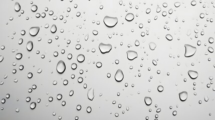 Poster - Isolated glistening water droplets suspended against a pristine white background creating an elegant minimalist and ethereal visual composition with a serene calming and tranquil ambiance