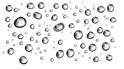 Poster - Isolated pristine water droplets suspended against a clean minimalist white background creating a serene tranquil and captivating visual composition