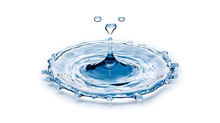 Fototapete - Isolated glistening water droplets suspended and floating against a clean crisp white background  Macro close up of transparent spherical liquid forms with optical refractions and reflections