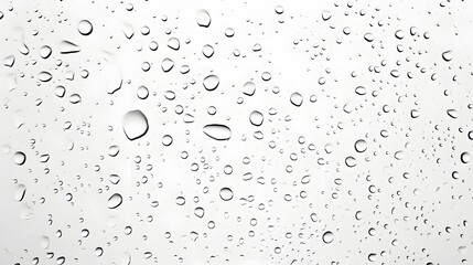 Leinwandbilder - Isolated transparent water droplets against a clean white background creating a minimalist and abstract visual composition with a sense of purity tranquility and captivating elegance