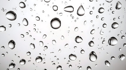 Fototapete - Isolated transparent water droplets against plain background  Spherical water droplet shapes with reflection and glistening effects in minimalist clean and fresh design