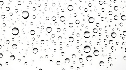 Leinwandbilder - Isolated transparent water droplets gently resting on a crisp white background creating a serene and minimalist visual effect