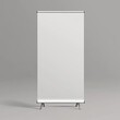 © kribbox - Blank retractable banner stand, studio, grey background, advertising mockup