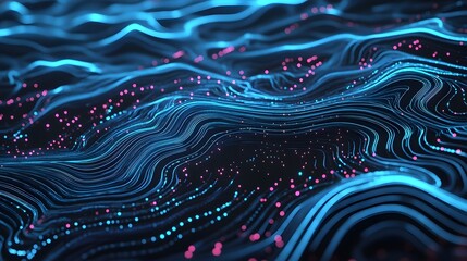 Aufkleber - Stunning abstract background featuring mesmerizing blue swirling liquid waves and dynamic digital visualization  This captivating and hypnotic design creates a futuristic and enchanting atmosphere