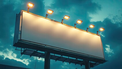 Wall Mural - Blank billboard, night, city, advertising, mockup, empty, space, illuminated, sky, urban