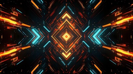 Fototapete - This mesmerizing digital artwork showcases a captivating fractal explosion of vibrant neon lights creating a visually stunning and futuristic landscape  The intricate patterns vibrant colors