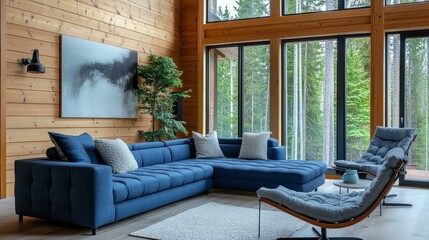 Sticker - Modern Cozy Living Room with Large Windows