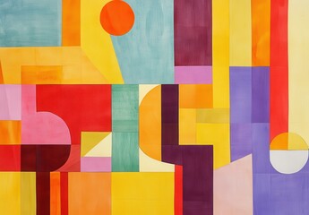 Leinwandbilder - Abstract geometric artwork with vibrant colors and shapes.