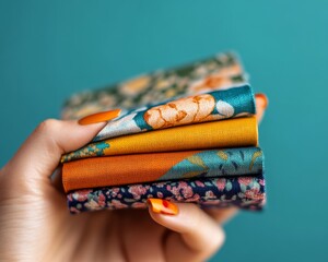 Aufkleber - Maximalist Design Focus Detailed View of Patterned Fabric Swatches in Bold Settings - Vibrant Home Decor Content for Interior Design and Retail Market Strategy