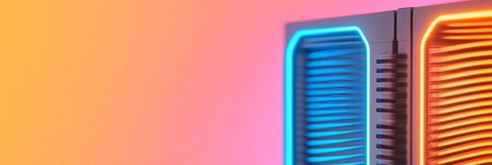 Aufkleber - Neon-Tech Aesthetic in Server Corridor Precision-Aligned Data Racks with Visible Cooling Systems - Enterprise IT Infrastructure and Cybersecurity Enhancement
