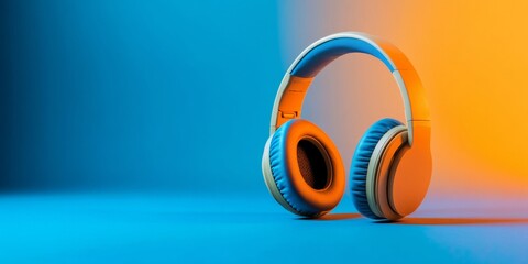 Aufkleber - Vibrant Tech Aesthetic Noise-Canceling Headphones in Dual-Tone Neon Light - Immersive Sound Experience for Gaming and Modern Workspaces
