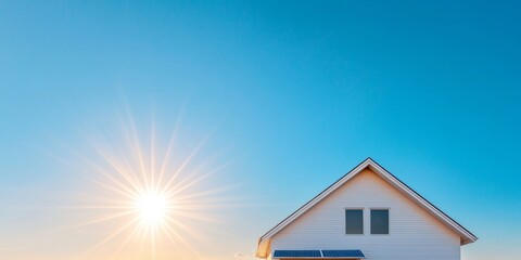 Aufkleber - Contemporary Solar-Integrated Home Design Energy-Efficient White Facade and Cutting-Edge Architectural Elements - Real Estate Innovations and Sustainable Living Showcase