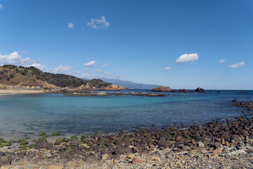 日本：爪木崎／小石の浜がある入江【伊豆・須崎半島】静岡県下田市