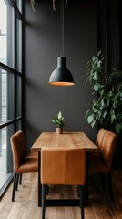 Poster - Scandinavian Reading Retreat Natural Wood and Leather in a Cozy Modern Workshop Setting - Enhance Team Engagement and Creative Brainstorming for Millennials