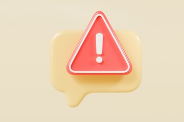 Wall Mural - 3d red alert notification reminder icon. chat message of attention alert alarm notice sign concept. 