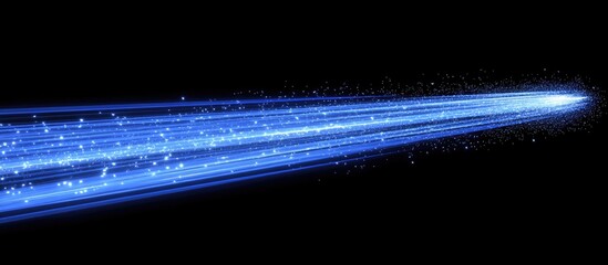 Wall Mural - magical blue light particle trail conveying high-speed internet connectivity with space for custom t