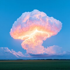 Aufkleber - Dramatic Storm Lightning Over Rural Farmland - Atmospheric Power in Weather Content and Climate Documentation for Environmental Insights