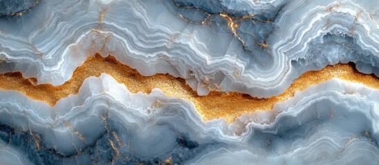 Wall Mural - Blue and gold marble texture background with layered patterns suitable for design or decorative purposes.