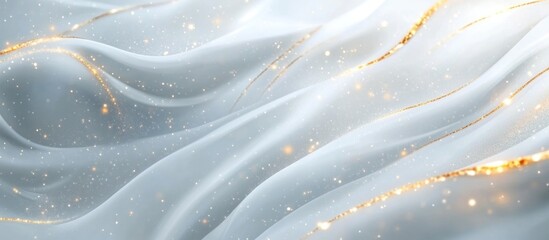 Wall Mural - Elegant white Carrara marble texture with golden streaks and glossy finish for luxurious interior design backgrounds and digital art.