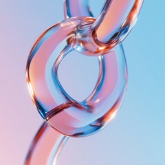 Leinwandbilder - Vibrant Gradient Glass Chain Links with Circuit Patterns - Tech-Inspired Design for Blockchain Innovation and Digital Security Visualization