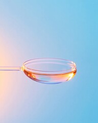 Aufkleber - Futuristic Biomedical Design Transparent Glass Petri Dish with Glowing Liquid Sample - Precision Research Imagery for Cutting-Edge Healthcare Marketing and Educational Content