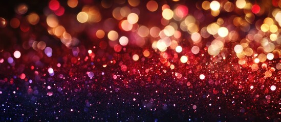 Wall Mural - macro bokeh blurred light circles in red and dark purple creating an abstract christmas background w
