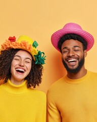 Aufkleber - Lively Office Humor Vibrant Knit Sweaters and Playful Hats for Remote Team Building - Diverse Representation in Creative Workplace Communication
