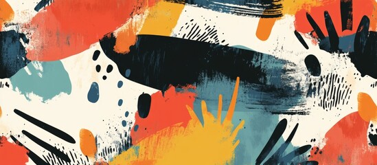 Wall Mural - Vibrant abstract pattern with dynamic brush strokes and randomized shapes in bold colors for creative design projects