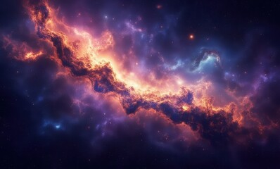 Wall Mural - Colorful cosmic nebula with swirling gas clouds