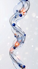 Wall Mural - Abstract Blue and Silver Ribbon with Lights on White Background