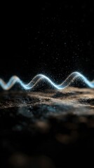 Wall Mural - Abstract Blue Light Waves with Sparkle on Dark Background