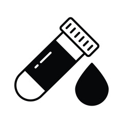 Sticker - Test tube trendy editable icon, Blood test vector design