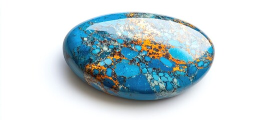 Vibrant blue natural cabochon stone showcasing intricate patterns on a clean white background ideal for jewelry design and gemstone enthusiasts