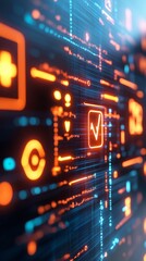 Poster - Futuristic Digital Dashboard Emergency System Icons on Virtual Interface - Tech Innovation for Modern Safety and Risk Management Solutions
