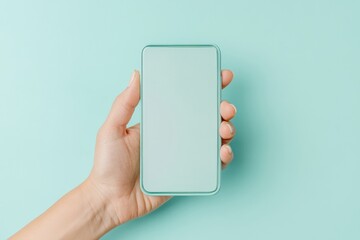 Fototapete - Turquoise Virtual Interface Modern Woman Gesturing Video Call on Smartphone Frame - Digital Networking Content and Innovative Remote Communication Design