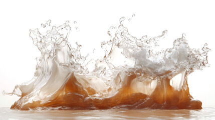 Fototapete - Frozen splash of icy transparent water flowing in dynamic energetic motion against a clean bright background  Dramatic abstract design with crystal like textures light and color effects