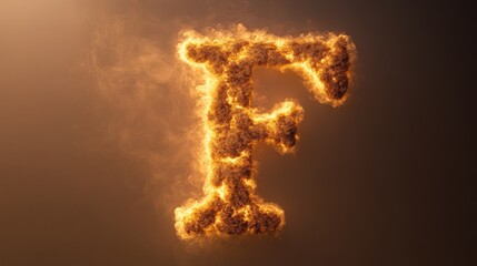 Fototapete - Luminous Pyrography Alphabet Fiery F with Texture and Warm Glow - Contemporary Graphic Design and Dynamic Branding for Digital Marketing in Creative Industries