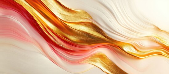 Wall Mural - Fluid Art Abstract Background in Tan Gold Pink and White with Elegant Flowing Patterns