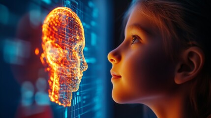 Aufkleber - AI-Enhanced STEM Learning Interactive Digital Classroom with Futuristic Touchscreen Display for Diverse Students - Advanced EdTech and Innovative Academic Solutions