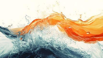 Fototapete - Powerful and dynamic water explosion creating an intense orange splash of liquid energy and motion  The image captures the chaos force and velocity of water bursting and spraying in an abstract