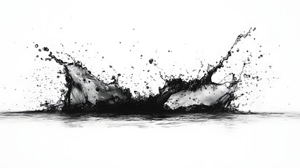 Fototapete - Powerful and dynamic water splash texture with abstract digital graphic design art background  Stylized black and white image of liquid flow motion energy