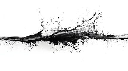 Aufkleber - Powerful liquid splash and dynamic motion captured in dramatic black and white abstract design  Showcasing the energy force and turbulence of water in a minimalist conceptual and style